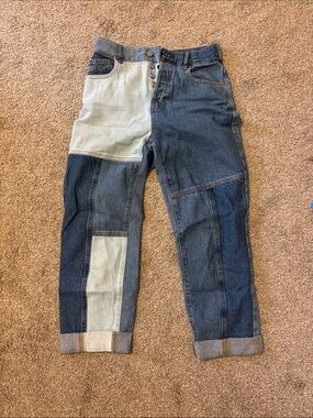 PacSun Two-Tone Patchwork Blue Straight Jeans